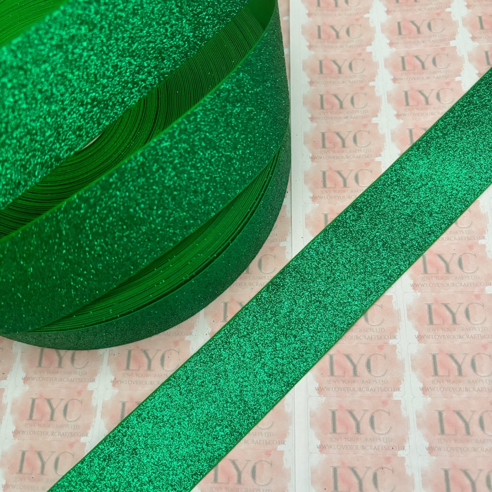 1.5" Green Glitter Grosgrain Ribbon