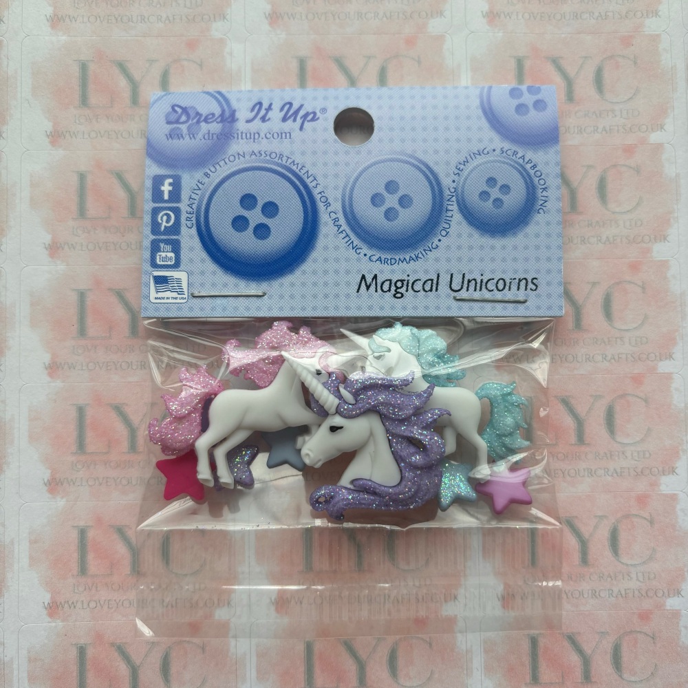 Dress It Up Buttons: Magical Unicorns