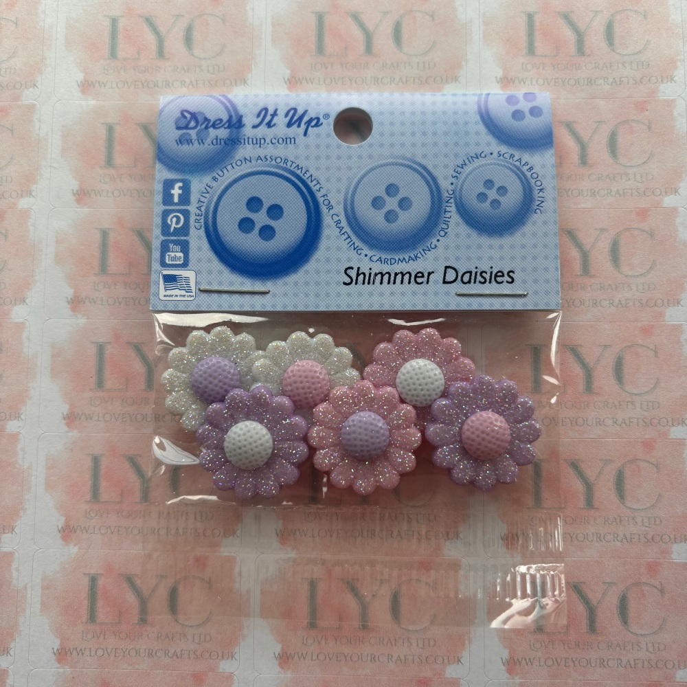 Dress It Up Buttons: Shimmer Daisies