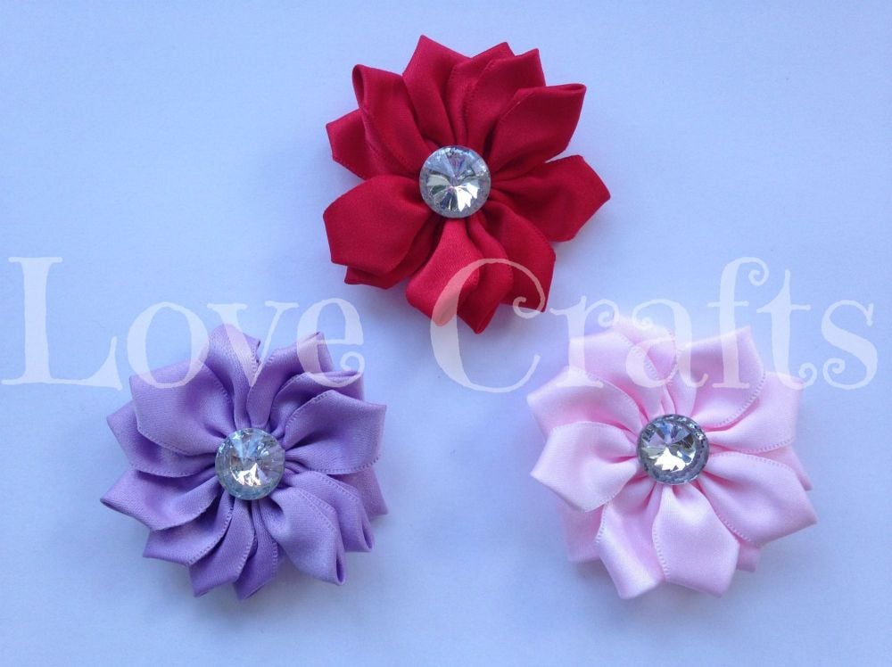 60mm x 60mm Large Satin Flower Bows