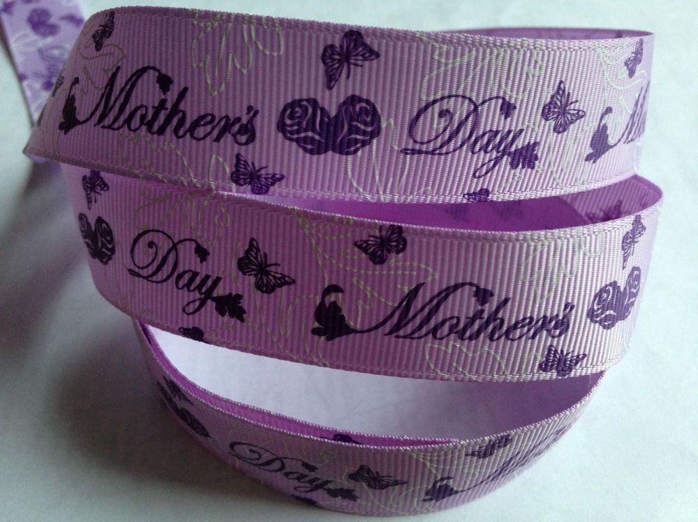 1 metre - 7/8" Mothers Day Grosgrain Ribbon