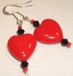 Gorgeous Red + Black Heart Earrings