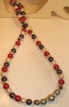 Red, blue + ivory glass pearl necklace set