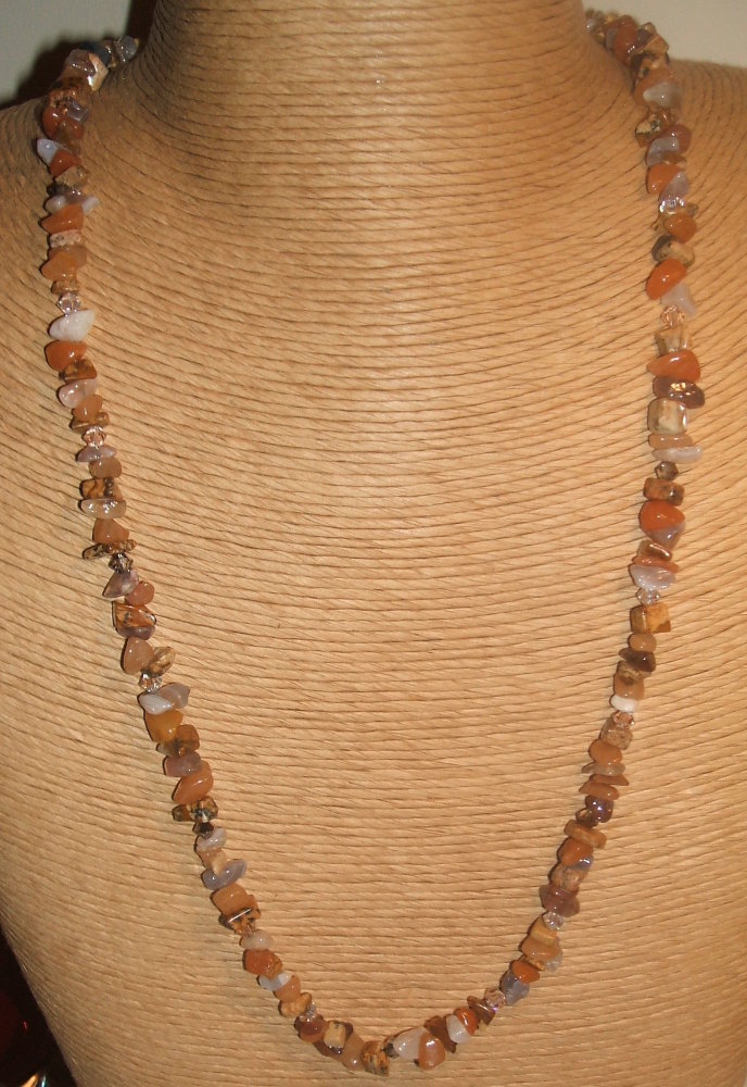 Botswana Agate + Swarovski crystal necklace