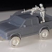 VCV10-INS Generic 4x4 Pickup truck double cab with road wheels and Insurgent Gunner