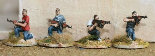 INS16 Insurgents in t shirts kneeling with AKs