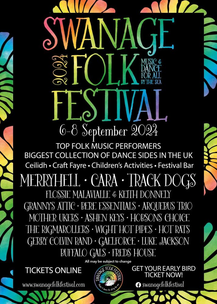 Sept 6 to 8 Swanage Folk Festival 2024 poster