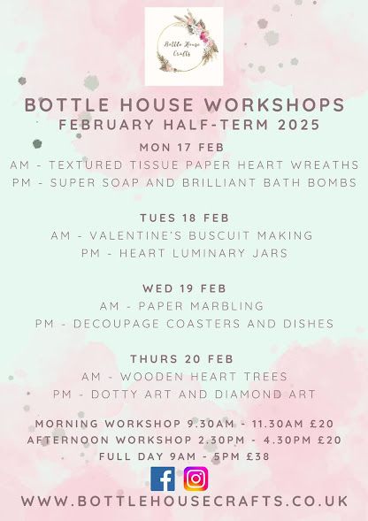 Feb half term Bottle House Crafts Dorset 2025