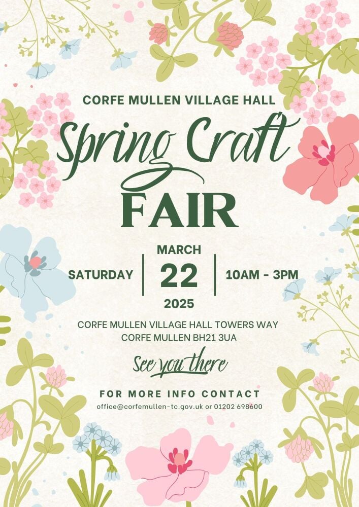 Mar 22 Corfe Mullen Village Hall Fair 2025