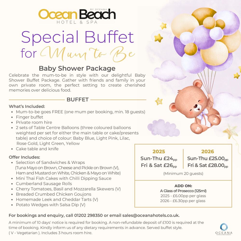 Ocean Beach Bournemouth Buffet Baby Shower Package