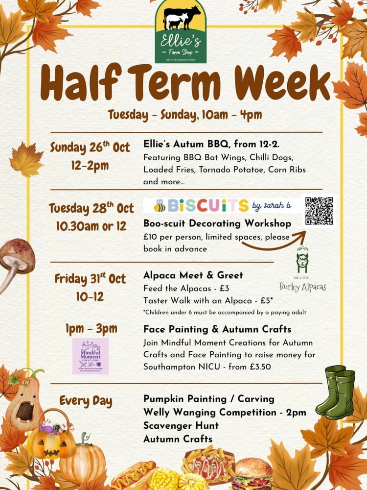 Oct half term Ellies Farm Shop 2025