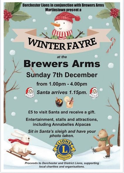 Dec 7 Brewers Arms Dorchester Winter Fayre 2025