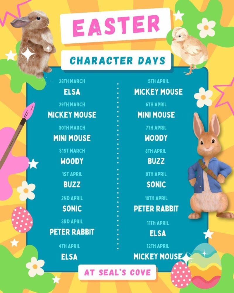 Mar Apr Seals Cove Easter Character Days 2026 Mar Apr Seals Cove Easter Character Days 2026