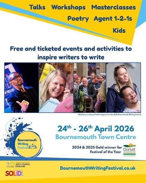 Apr 24 to 26 Bournemouth Writing Festival 2026 Apr 24 to 26 Bournemouth Writing Festival 2026