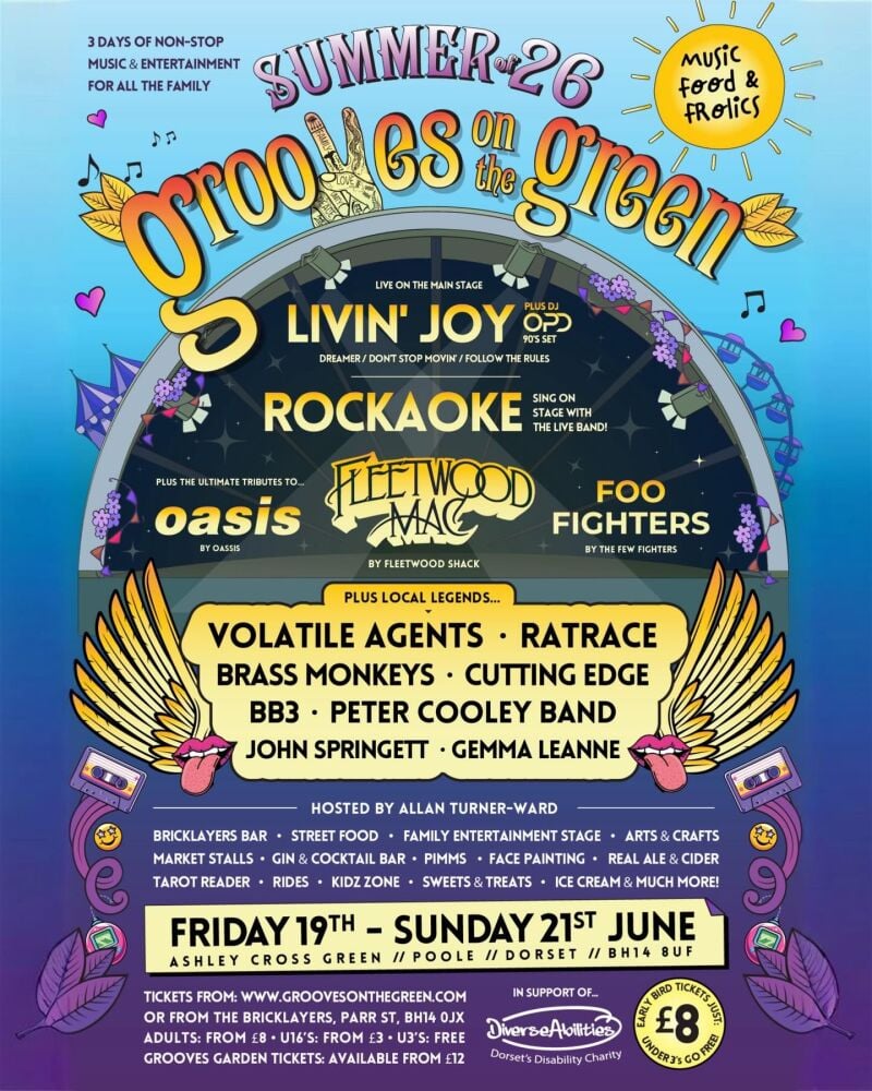 June 19 to 21 Grooves on the Green Festival Poole Dorset 2026 June 19 to 21 Grooves on the Green Festival Poole Dorset 2026