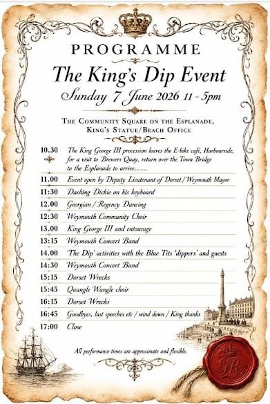 June 7 King George III Weekend Weymouth 2026 June 7 King George III Weekend Weymouth 2026
