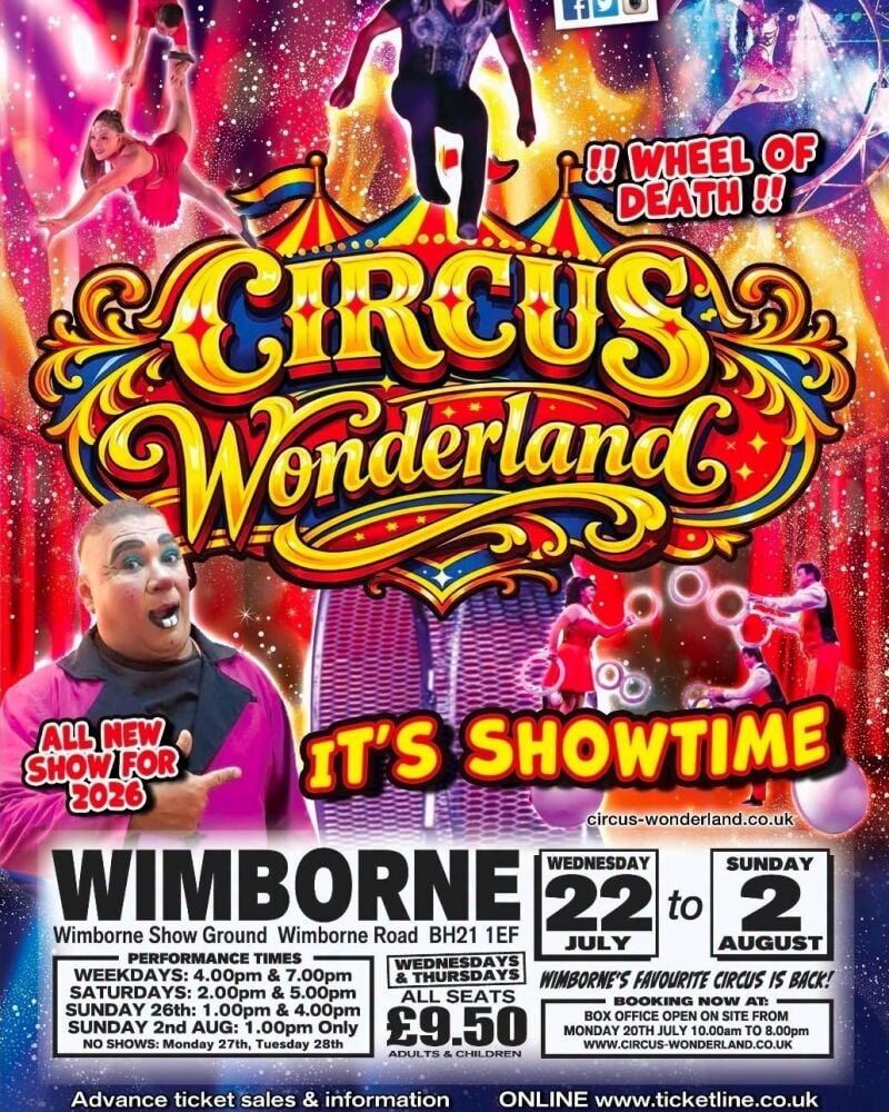 July 22 to Aug 2 Circus Wonderland Wimborne 2026 July 22 to Aug 2 Circus Wonderland Wimborne 2026