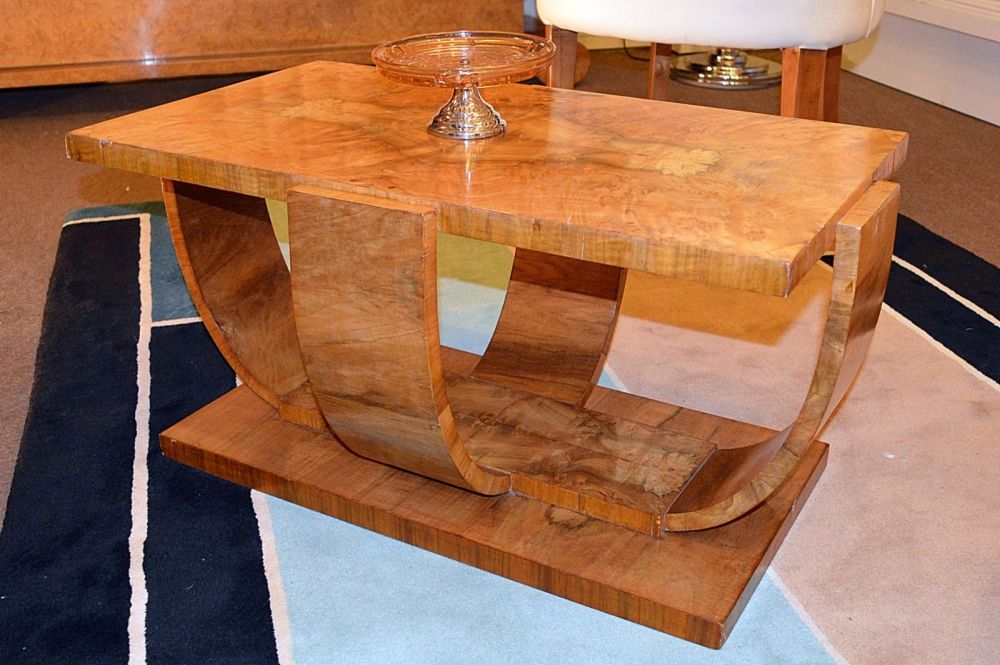 Art Deco walnut coffee table