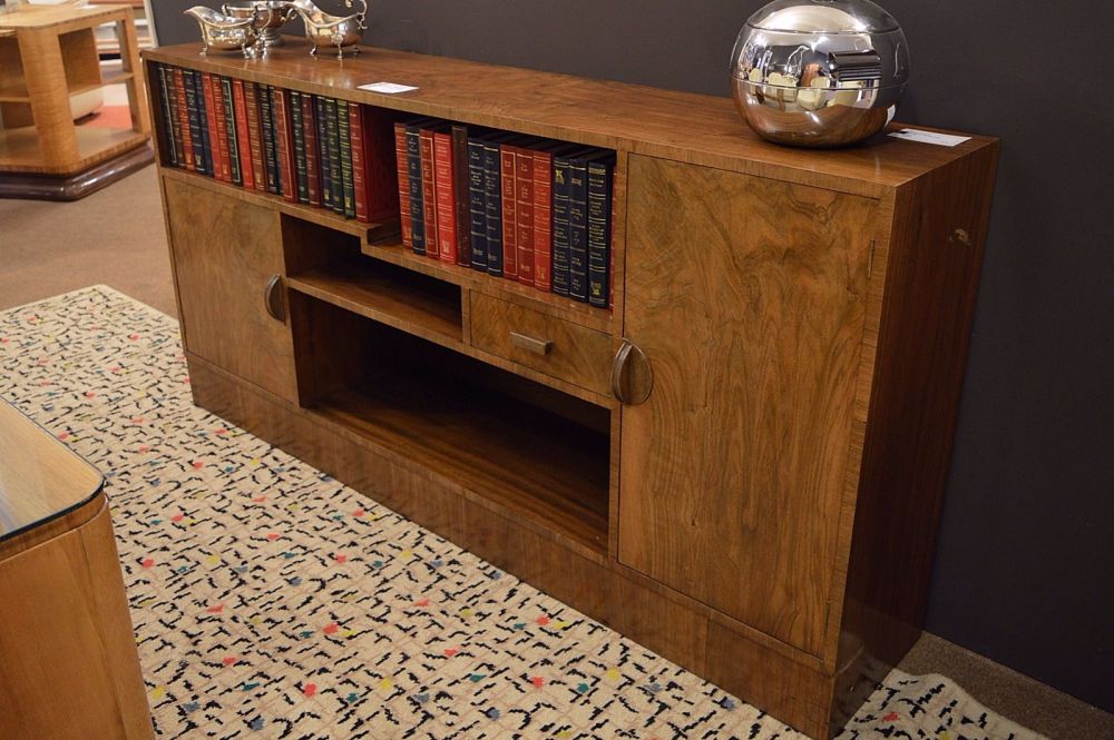 Fine quality Art Deco walnut bookcase by PE Gane, Bristol