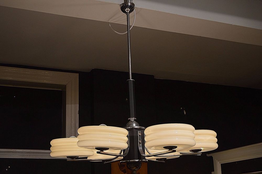 Art Deco six branch celing light / chandelier