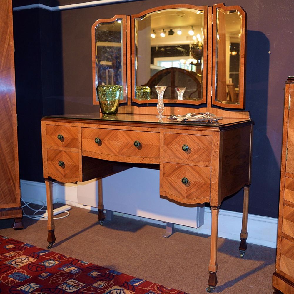 Maple & Co Art Deco walnut dressing table