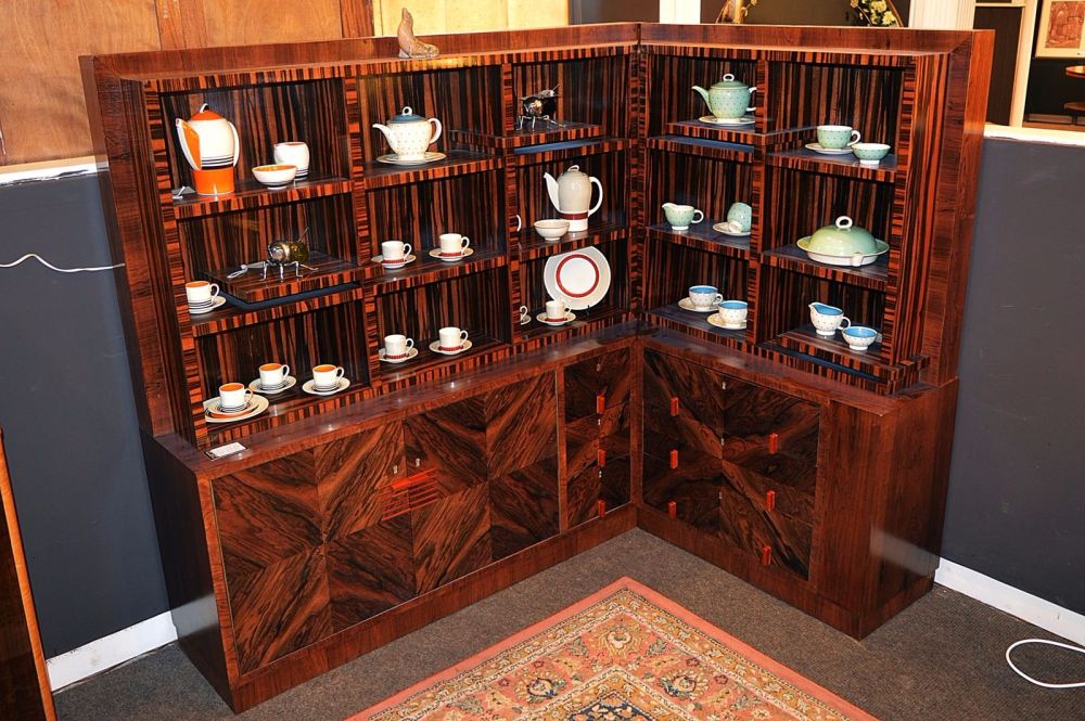 Fine Art Deco rosewood & macassar ebony bookcase