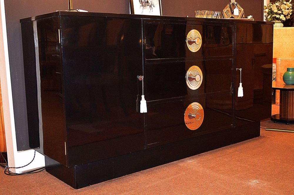 French Art Deco lacquered cocktail sideboard.