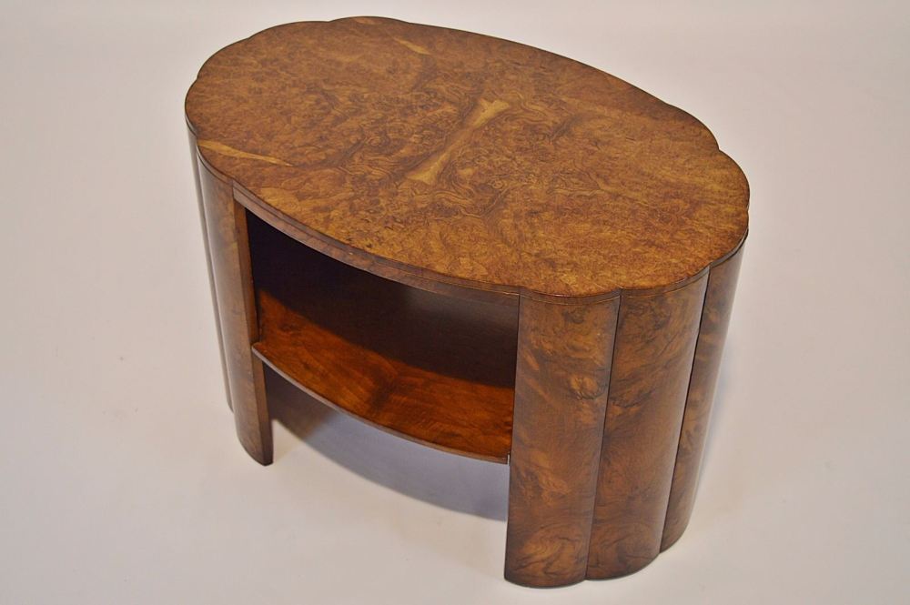 Art Deco Burr Walnut Cloud Shaped Coffee Table