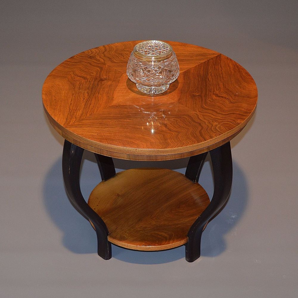 Art Deco walnut & ebonised coffee table