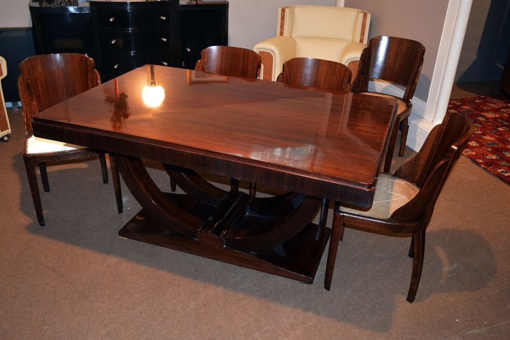Art Deco French rosewood dining table & chairs
