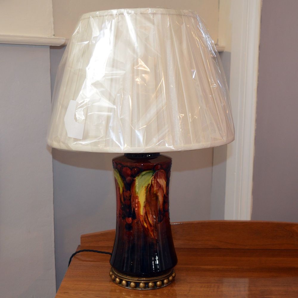 Moorcroft Leaf & Berry lamp with gilt fittings