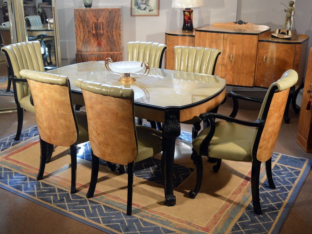 H&L Epstein Art Deco eight seater dining suite