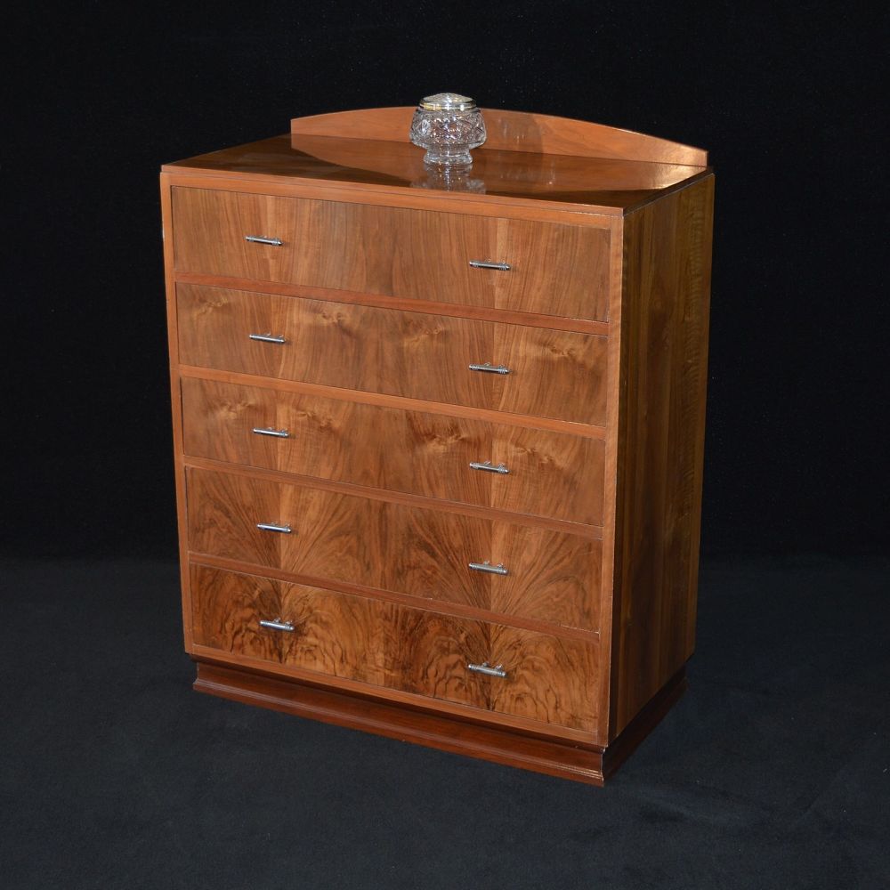 Art Deco figured walnut chest of drawers by CWS Ltd