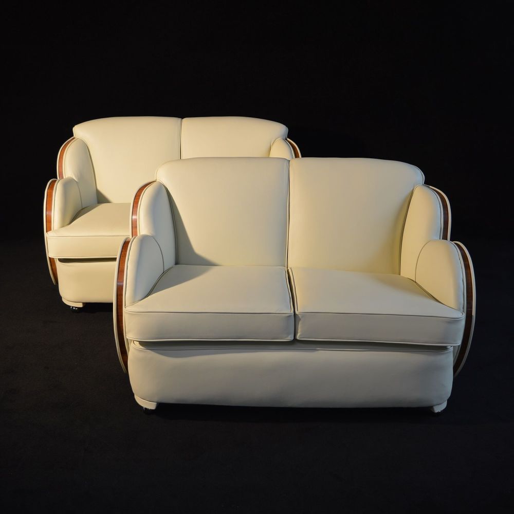 Pair of Art Deco cloud sofas by H&L Epstein