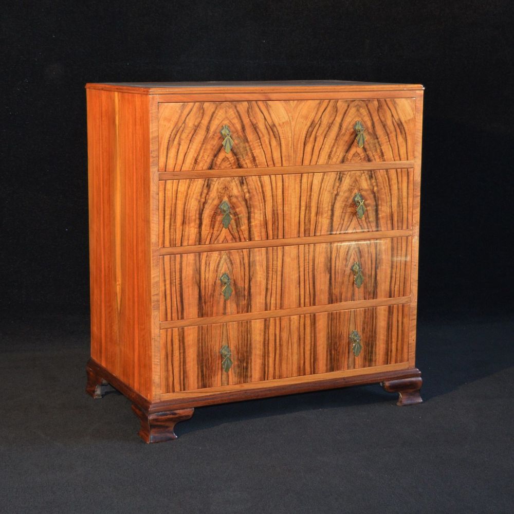 Good Art Deco walnut chest of drawers
