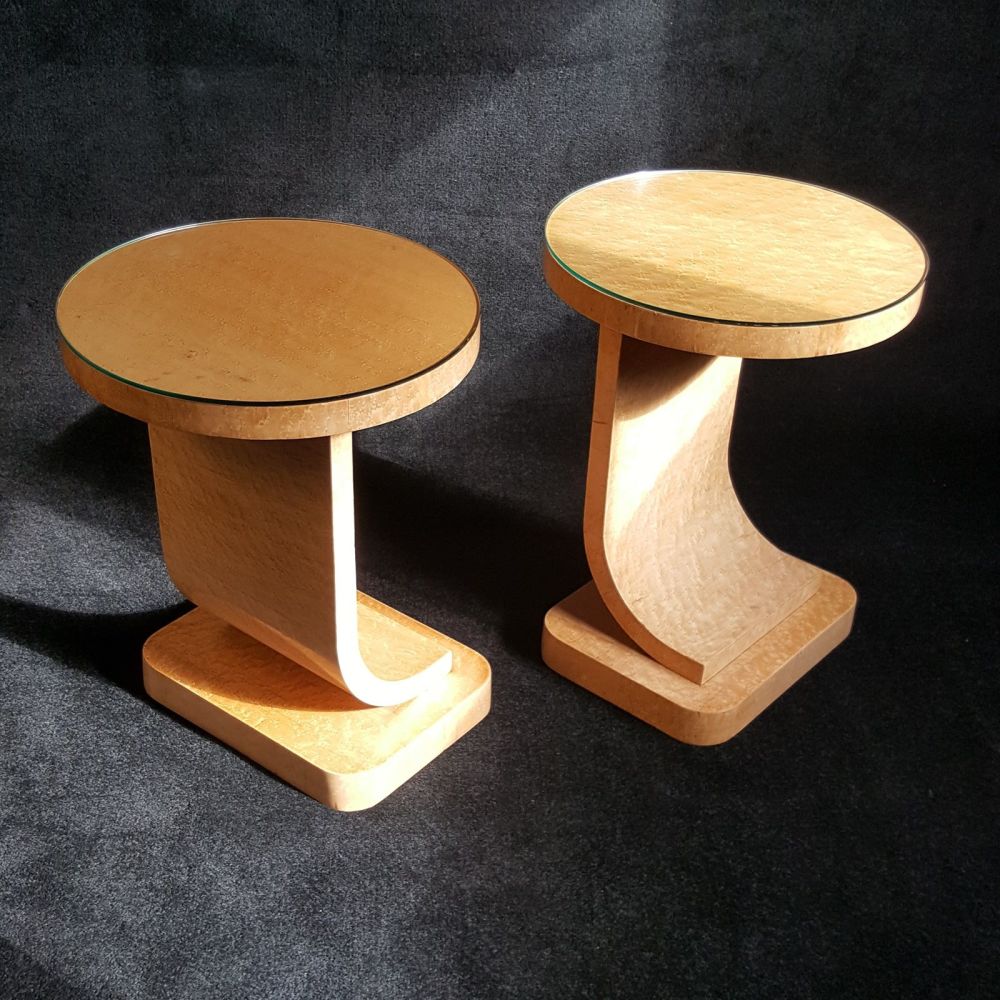 Stunning and rare pair of Art Deco side tables