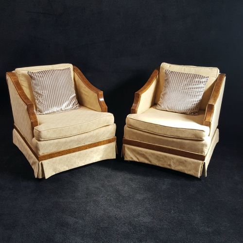 Good Pair Of Art Deco Burr Elm Armchairs