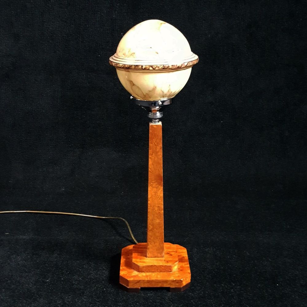 Art Deco burr maple table lamp