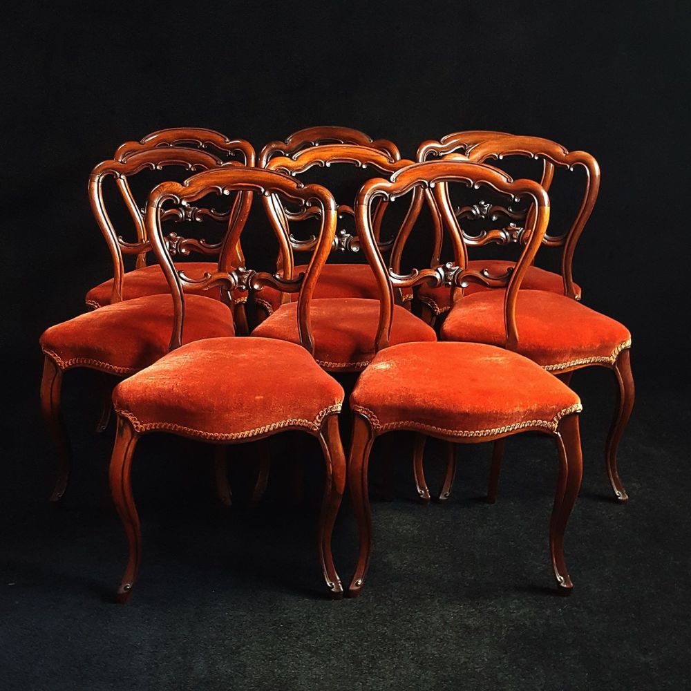 Set of Eight Victorian rosewood chairs