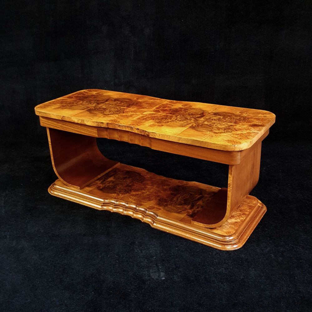 Fine Art Deco walnut coffee table by H&L Epstein
