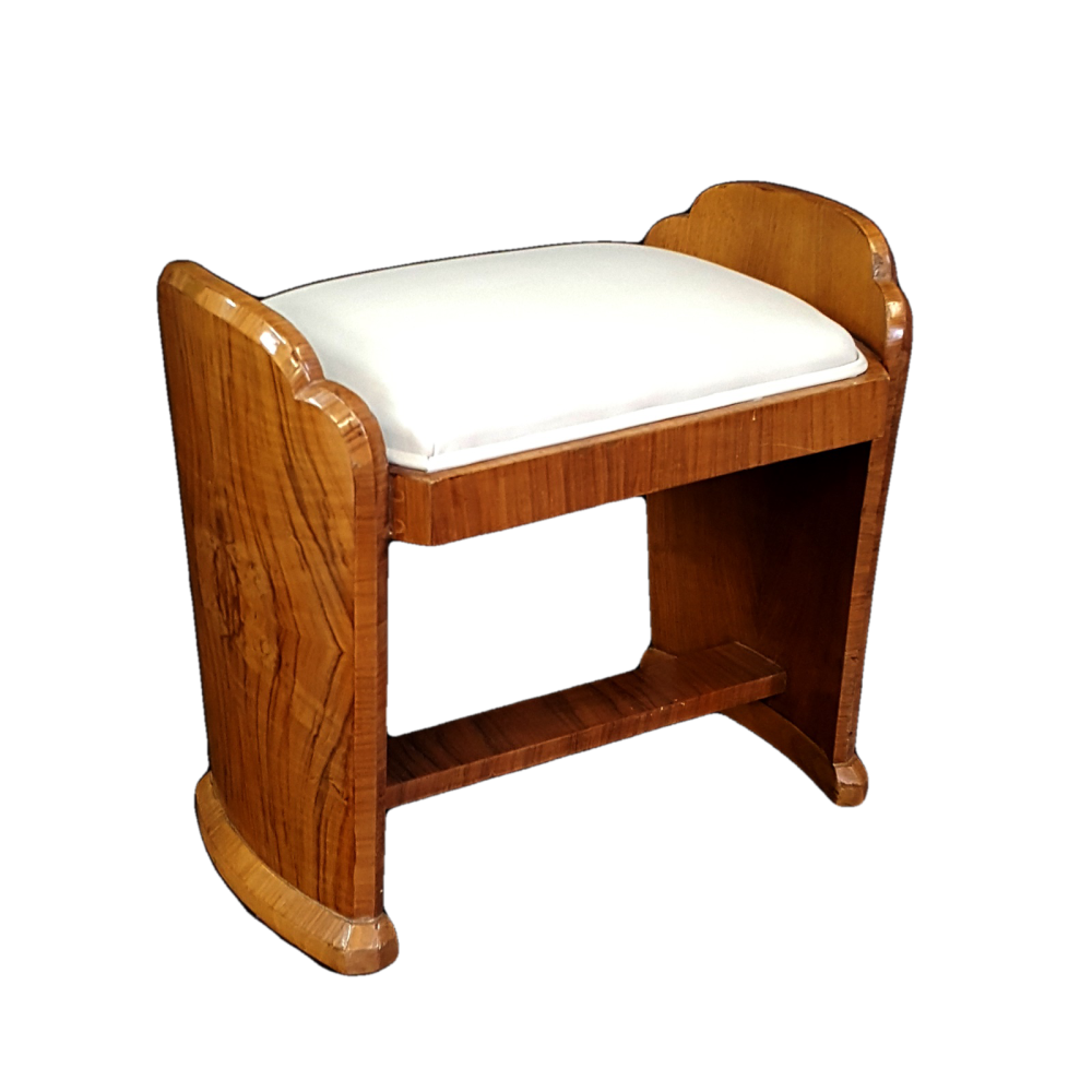 Art Deco walnut dressing stool
