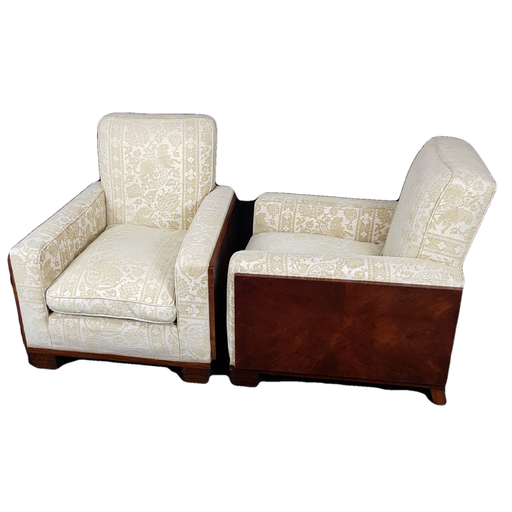 Good pair of Art Deco walnut chairs