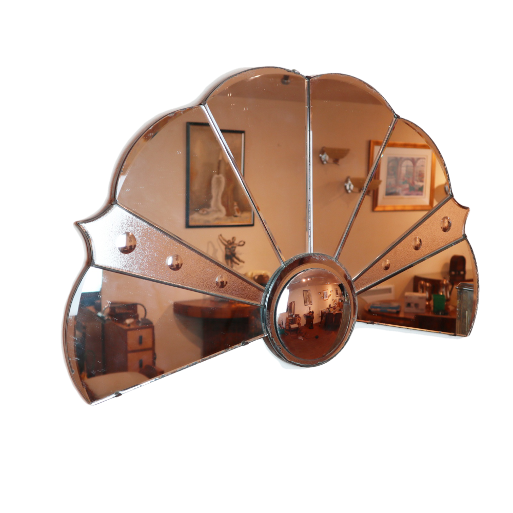 Art Deco fan shaped wall mirror.
