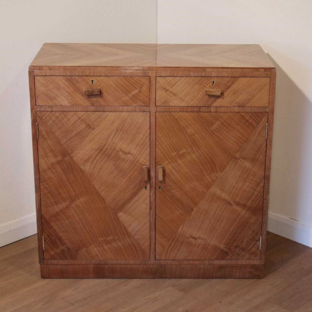 Art Deco walnut side cabinet by Maple & Co