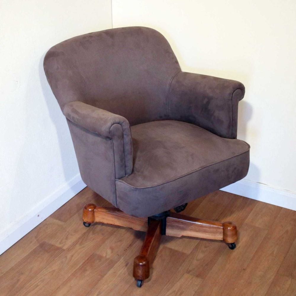 Art Deco walnut adjustable swivel desk chair by Maple & Co
