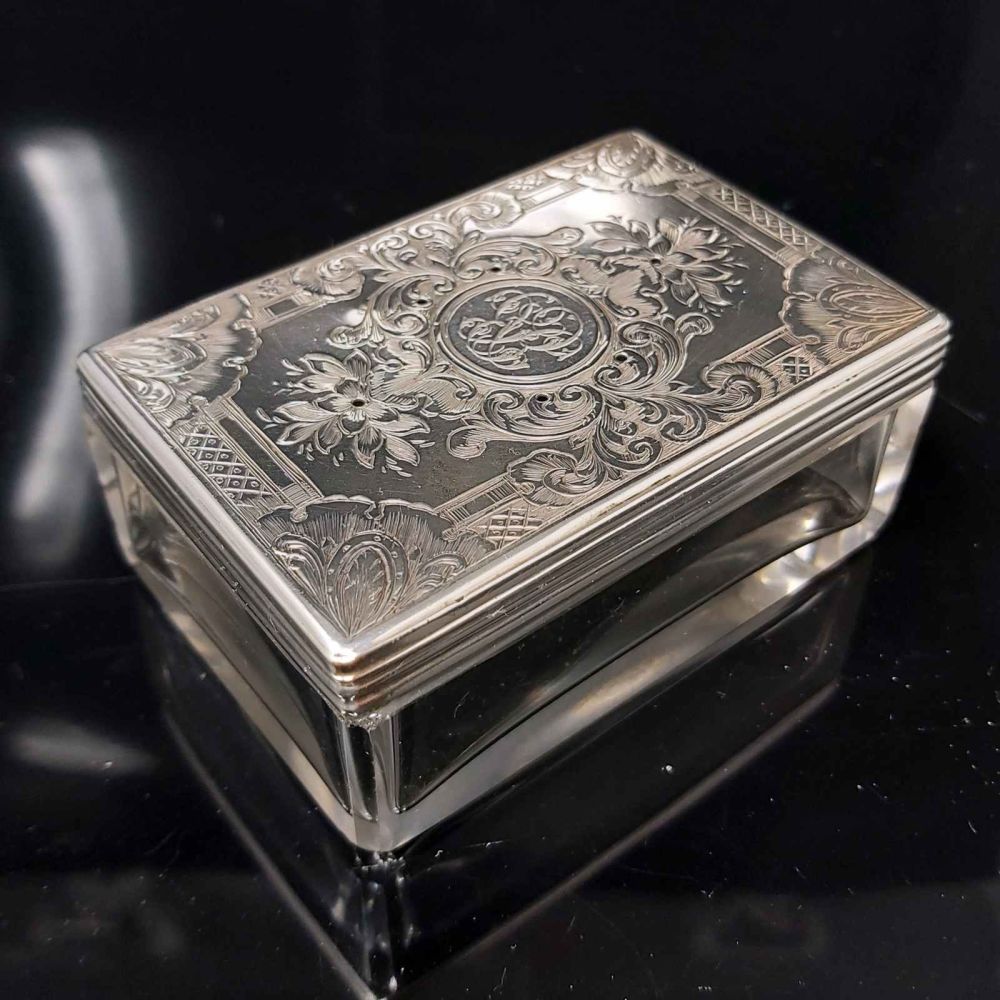 Antique sterling silver dressing table box.