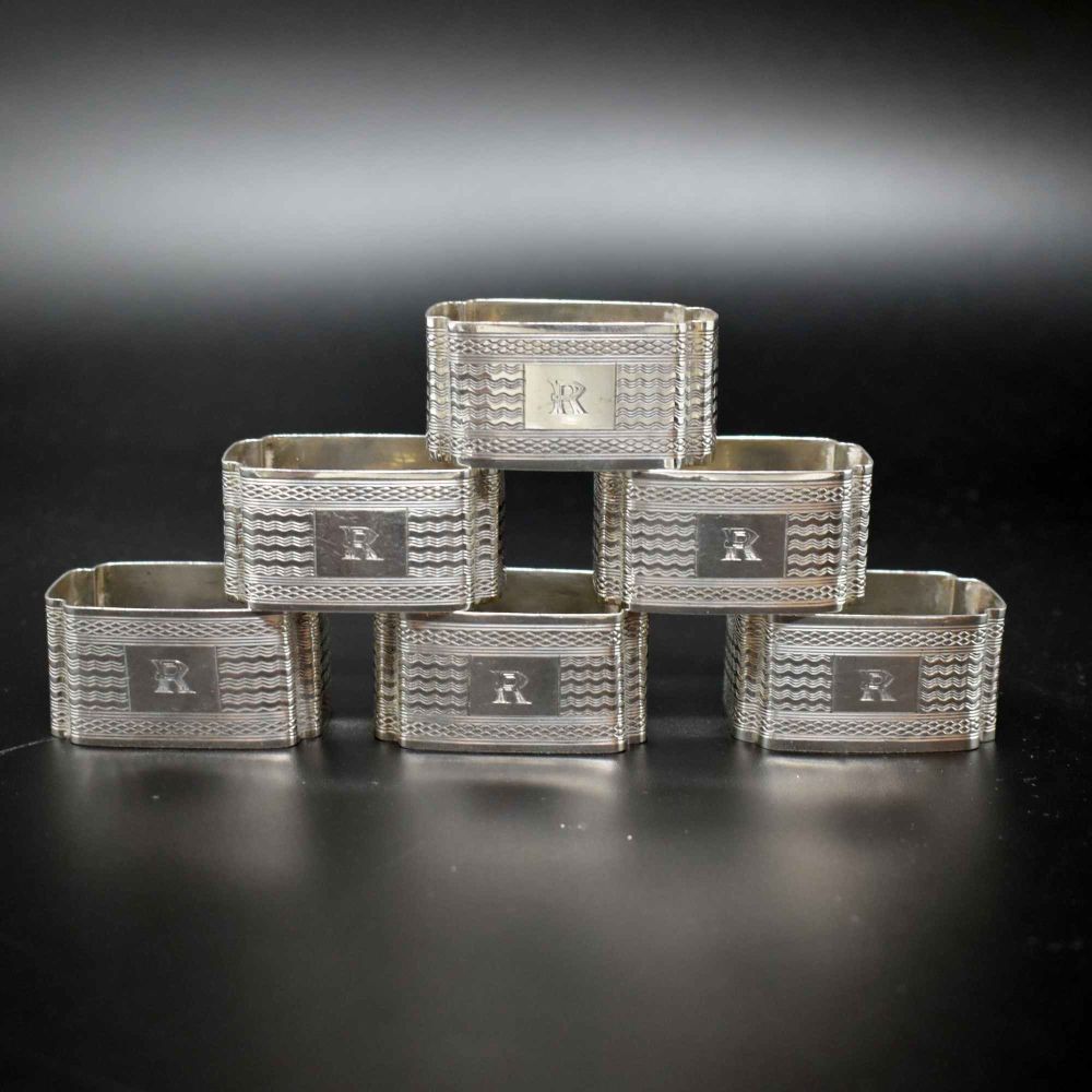 Set of Six Art Deco napkin rings.
