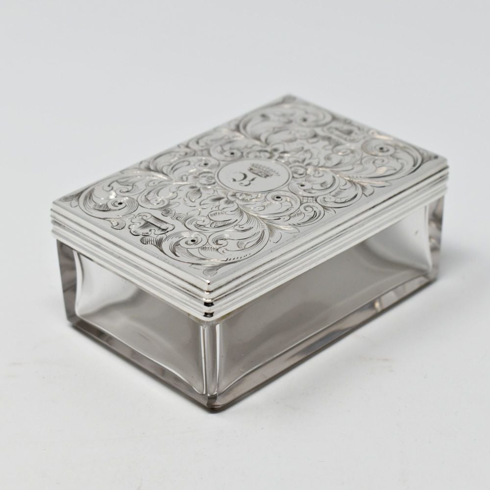 Fine antique sterling silver topped table box.