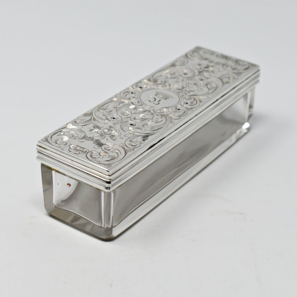 Fine antique sterling silver topped table box.