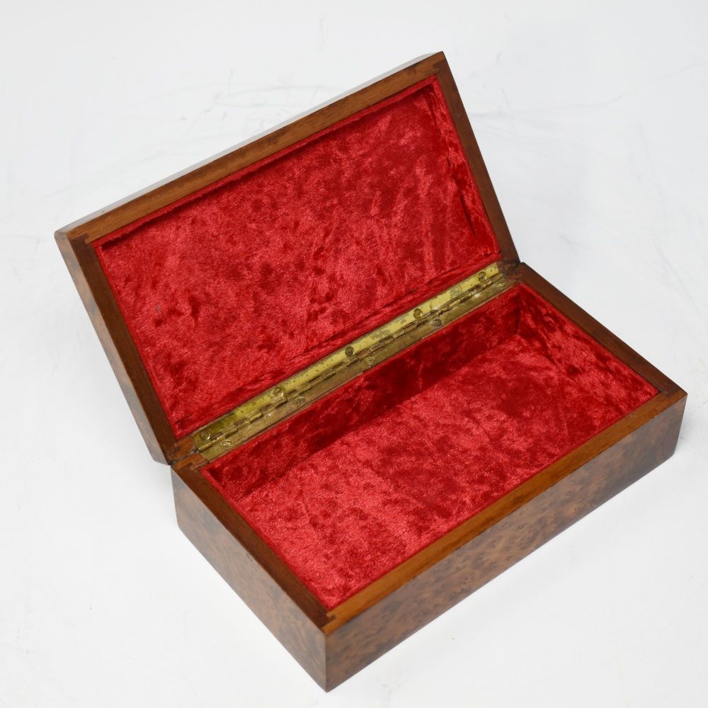 Art Deco amboyna jewellery box.